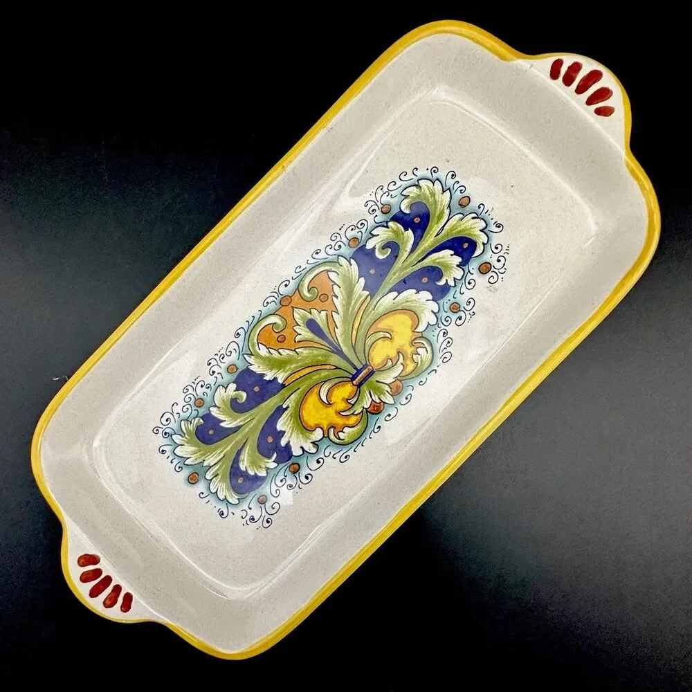 Vintage Ceramica Nova Deruta Italy Majolica Serving Trays Set 2 Hand Painted